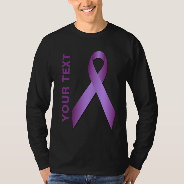 Camiseta Cinta De Concienciación Violenta Mens Black LS T (Anverso)