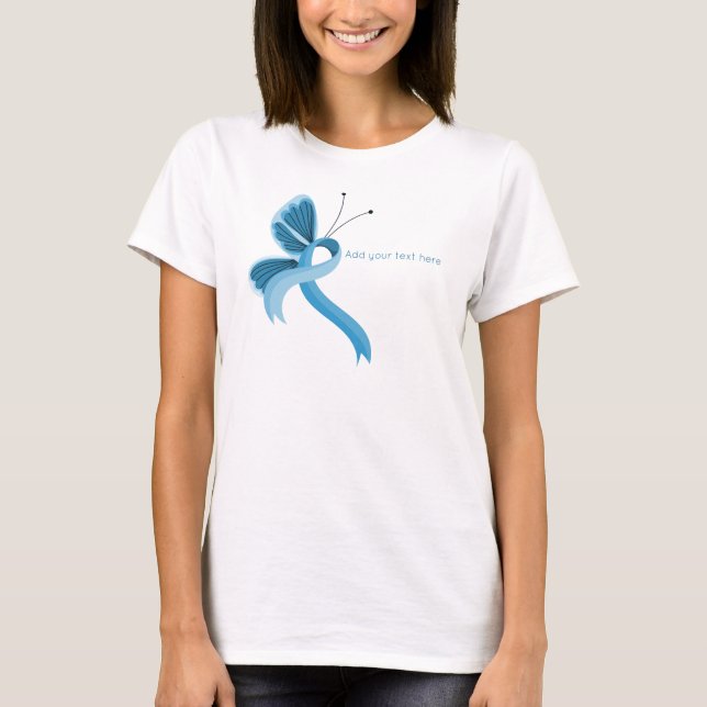 Camiseta Cinta de concientización azul claro mariposa camis (Anverso)