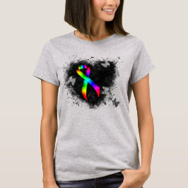 Camiseta Cinta de concientización del arcoiris Corazón de a