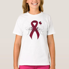 Camiseta Cinta de concientización sobre Borgoña con maripos