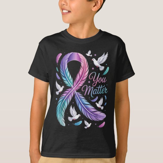 Camiseta Cinta de Concientización sobre el Suicidio Paloma  (Anverso)