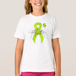 Camiseta Cinta de concientización verde limón con mariposa