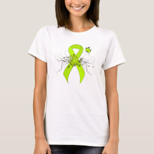 Camiseta Cinta de concientización verde limón con mariposa