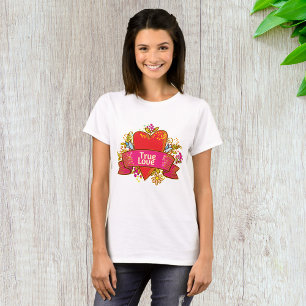 Camiseta Cinta de corazón de amor verdadero con elementos f