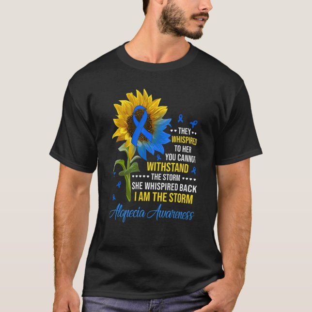 Camiseta Cinta de girasol Alopecia Areata Conciencia (Anverso)