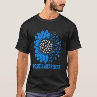 Camiseta Cinta de Girasol de Conciencia de Miositis Azul