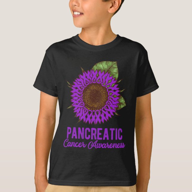 Camiseta Cinta de girasol morado apoya el cáncer pancreátic (Anverso)