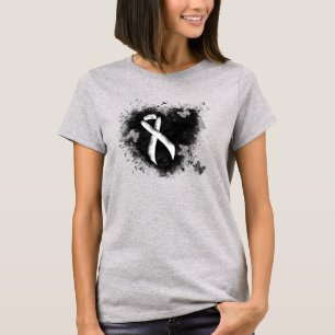 Camiseta Cinta de la Conciencia Blanca Corazón Grunge