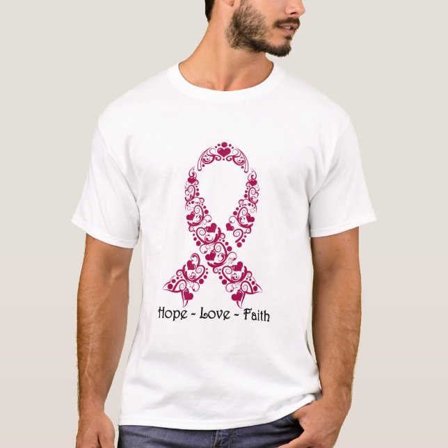 Camiseta Cinta de la conciencia de Borgoña de la esperanza (Anverso)