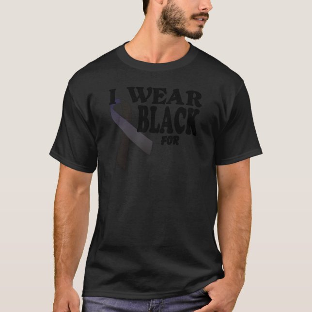Camiseta Cinta de la conciencia del melanoma llevo el negro (Anverso)