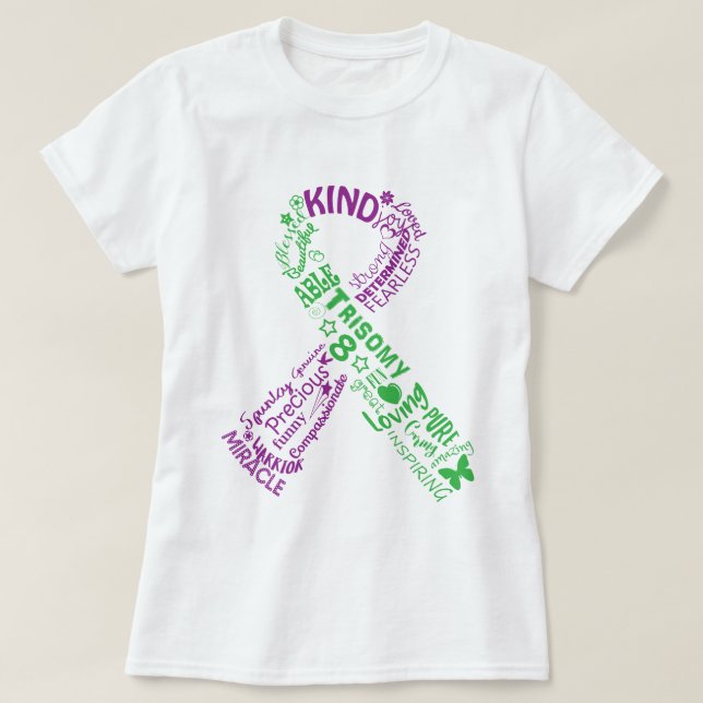 Camiseta Cinta de la conciencia del Trisomy 8 (Diseño del anverso)