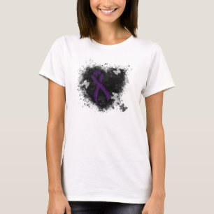 Camiseta Cinta de la Conciencia Púrpura Corazón Grunge