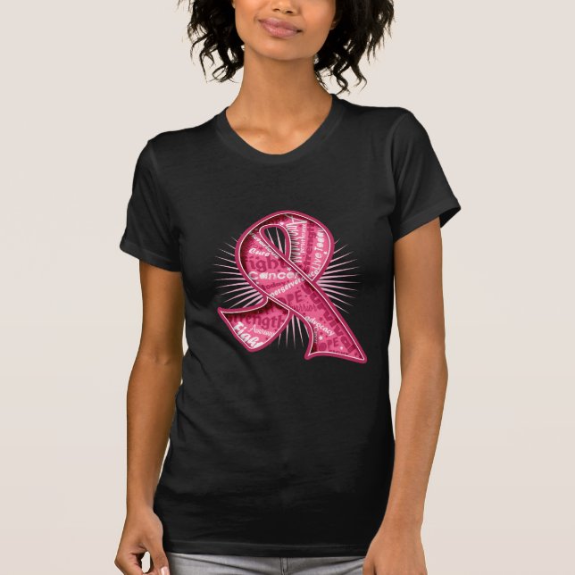Camiseta Cinta de la filigrana del lema del cáncer de pecho (Anverso)
