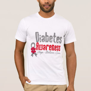 Camiseta Cinta de la flor de la conciencia de la diabetes