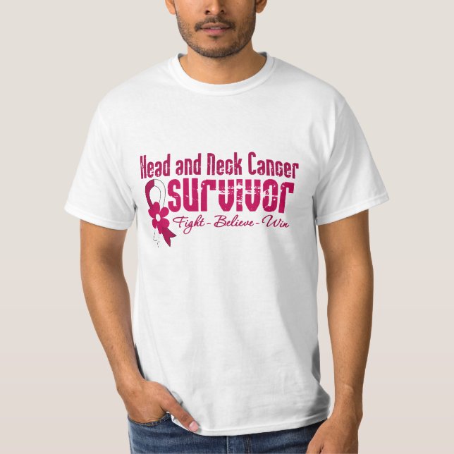 Camiseta Cinta de la flor del superviviente del cáncer de (Anverso)