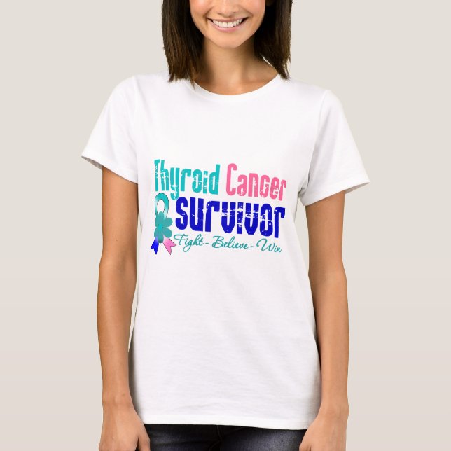 Camiseta Cinta de la flor del superviviente del cáncer de (Anverso)