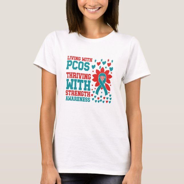 Camiseta Cinta de la fuerza de la conciencia de PCOS en la  (Anverso)