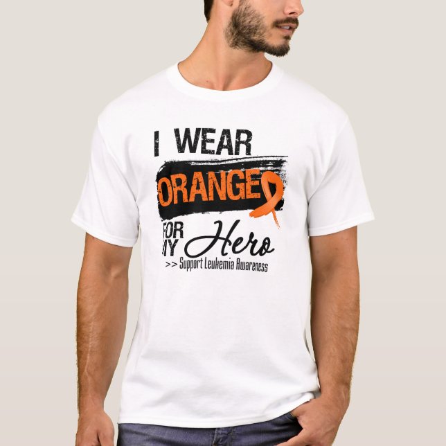 Camiseta Cinta de la leucemia para mi héroe (Anverso)