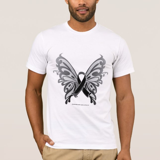 Camiseta Cinta de la mariposa del cáncer de piel (Anverso)