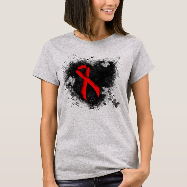 Camiseta Cinta de la toma de conciencia roja corazón desgar (Anverso)