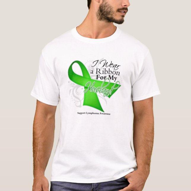 Camiseta Cinta de la verde lima del marido - linfoma (Anverso)