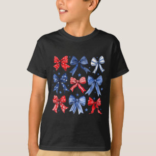 Camiseta Cinta de lazo coqueta del 4 de julio para mujeres 