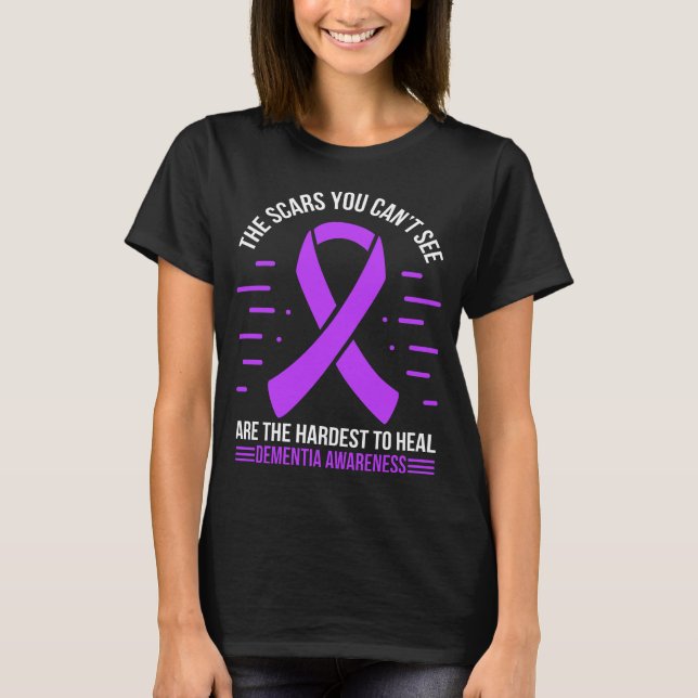 Camiseta Cinta de los Alzheimers púrpura del guerrero demen (Anverso)