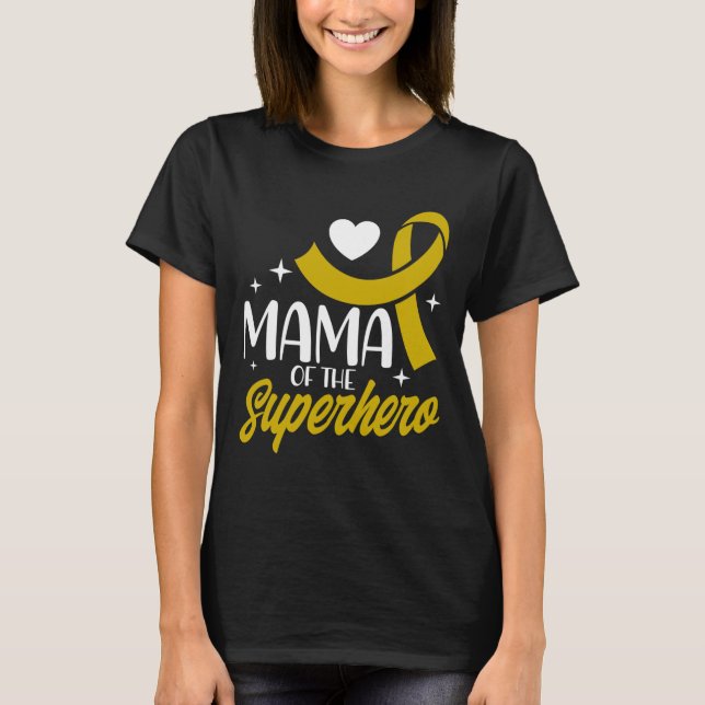 Camiseta Cinta de Mama de Cáncer Infantil de un Superhéroe (Anverso)
