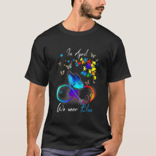 Camiseta Cinta de Mariposa En Abril Nosotros Llevamos Azul 