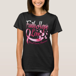 Camiseta Cinta de Mariposas Rosadas de Conciencia del Cánce