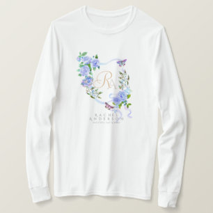 Camiseta Cinta de Monograma Chic Rosa Azul