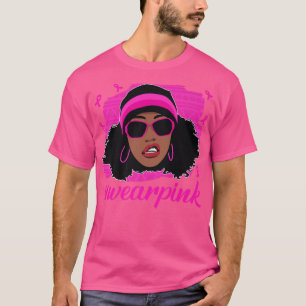 Camiseta Cinta de mujeres negras rosa vestida con cáncer de