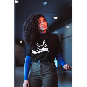 Camiseta Cinta de nombres personalizada Novia de guión mode