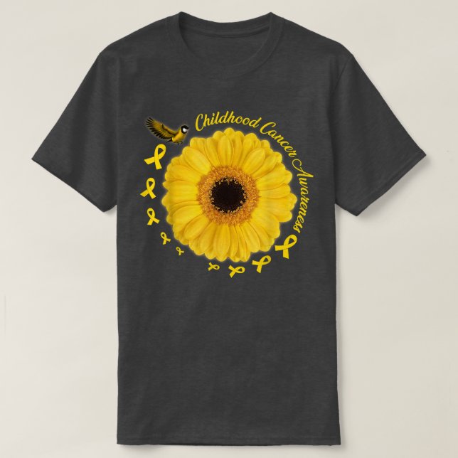 Camiseta Cinta de oro de girasol Sensibilización sobre el c (Diseño del anverso)