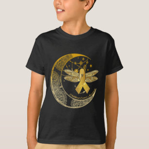 Camiseta Cinta de oro de libélula lunar Conciencia del cánc