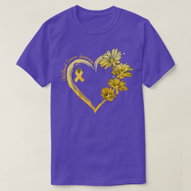 Camiseta Cinta de oro del corazón del girasol consciente de (Diseño del anverso)