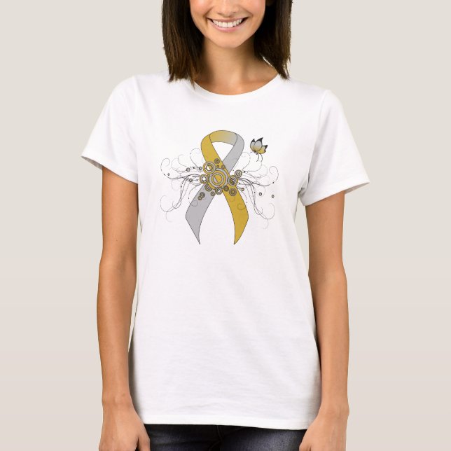 Camiseta Cinta de oro y plata con mariposa (Anverso)