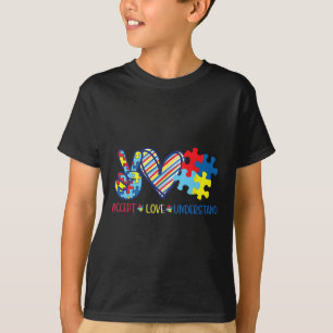 Camiseta Cinta de Paz Amor Conciencia del Autismo Acepta Am