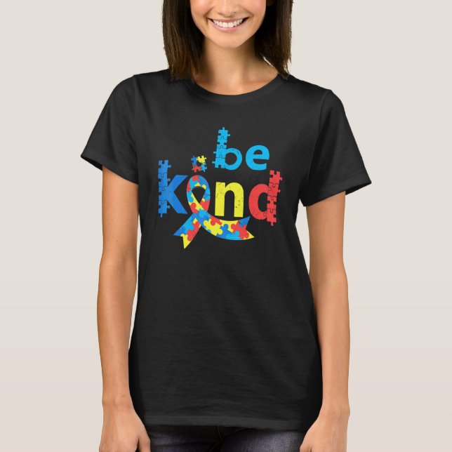 Camiseta Cinta de pieza de rompecabezas del mes de concienc (Anverso)