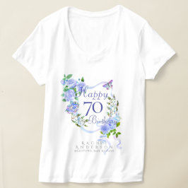 Camiseta Cinta de Rosa Azul 70 Cumpleaños