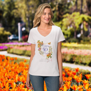Camiseta Cinta de Rosa Dorada 50 Cumpleaños