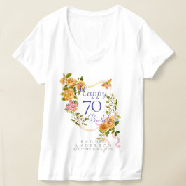 Camiseta Cinta de Rosa Dorada Cumpleaños 70