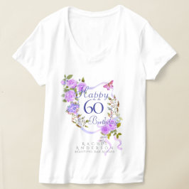 Camiseta Cinta de Rosa Púrpura 60 Cumpleaños