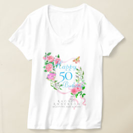 Camiseta Cinta de Rosa Rosa Cumpleaños 50