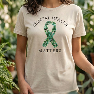 Camiseta Cinta de Salud Mental Botánica Verde Salvia