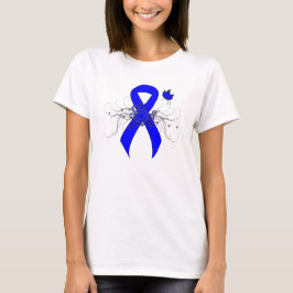 Camiseta Cinta de sensibilización azul con mariposa
