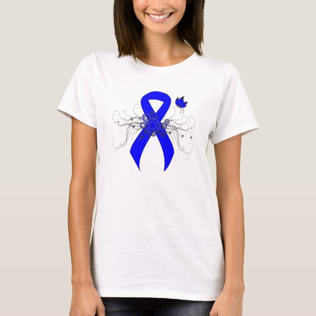 Camiseta Cinta de sensibilización azul con mariposa (Anverso)