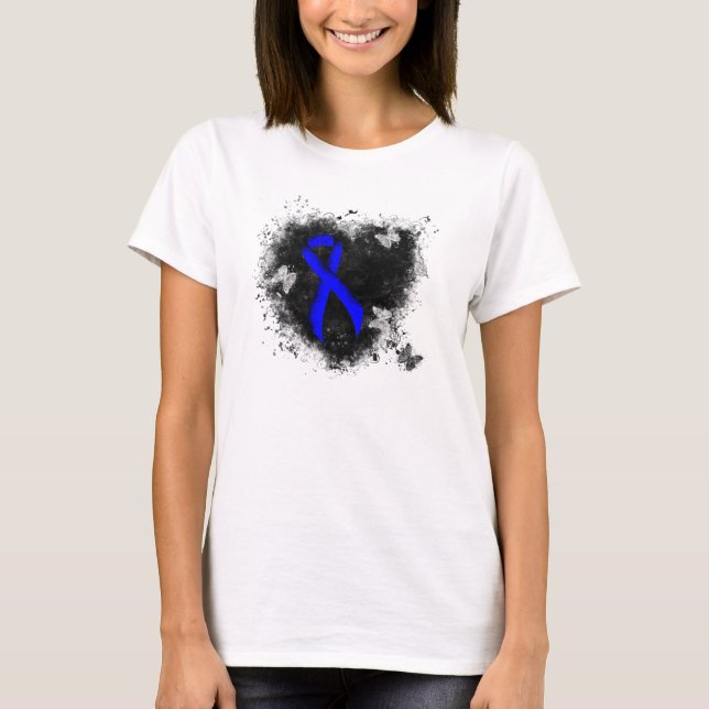 Camiseta Cinta de sensibilización azul Corazón desgarrador (Anverso)