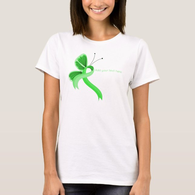Camiseta Cinta de sensibilización de la mariposa verde clar (Anverso)
