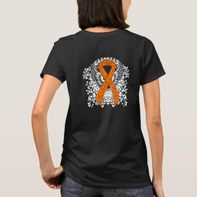 Camiseta Cinta de sensibilización del naranja con alas (Reverso)